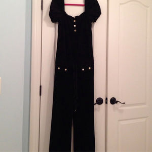 Juicy Couture Jumpsuit Black velvet puff sleeve M